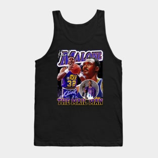 Karl Malone The Mail Man Basketball Legend Signature Vintage Retro 80s 90s Bootleg Rap Style Tank Top